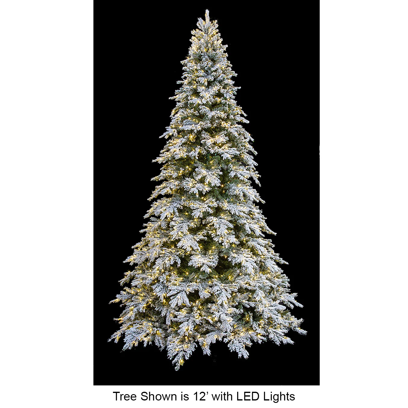 15'Hx108"W PE Frosted Black Mountain Spruce Artificial Christmas Tree, LED Pre-Lit -White/Green