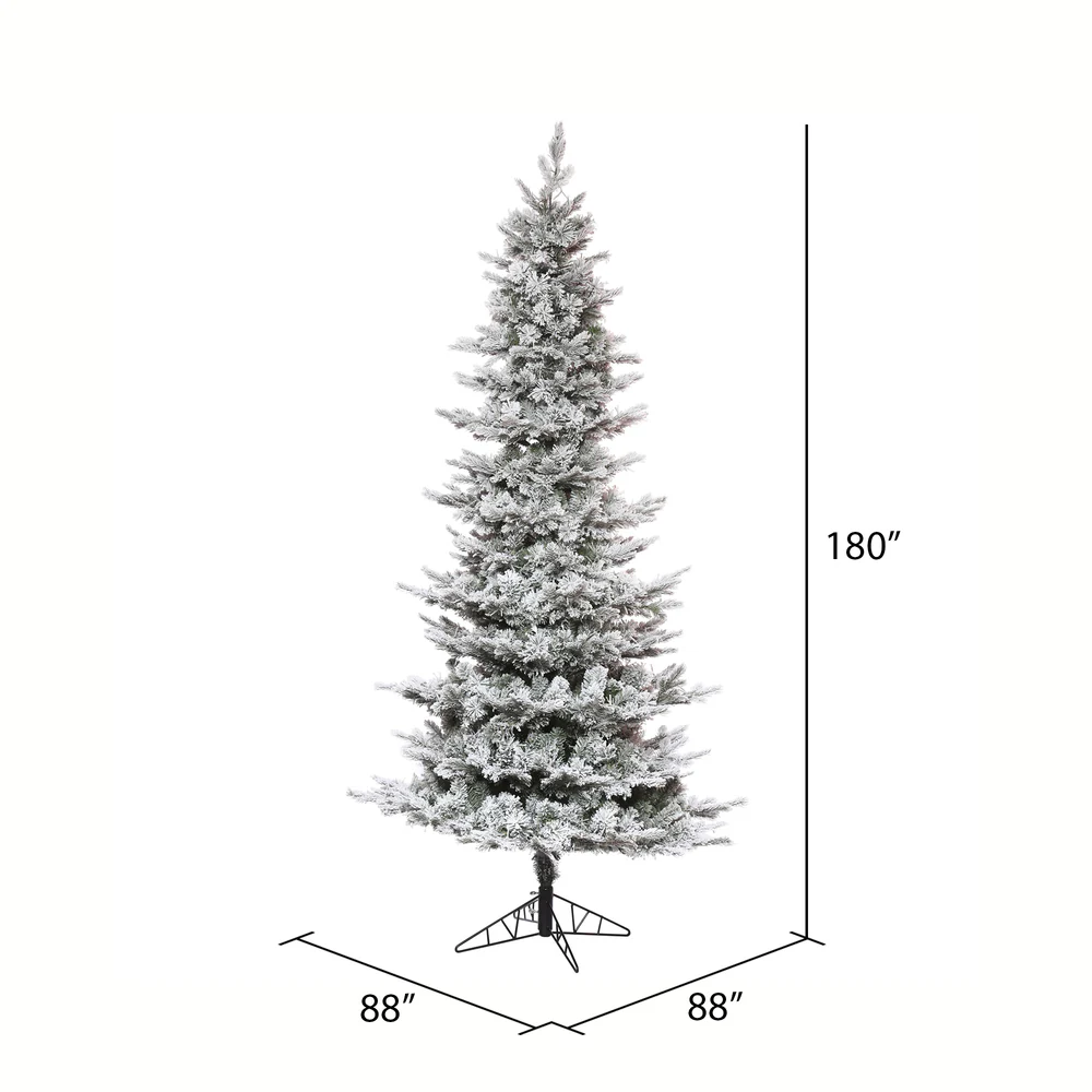 15'Hx88"W PE Flocked Slim Kiana Artificial Christmas Tree, Unlit -White - Image 2