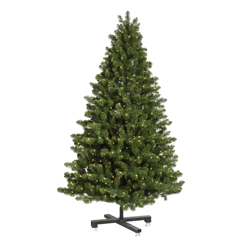 15'Hx89"W Medium Grand Teton Pine Artificial Christmas Tree, LED Pre-Lit -Green