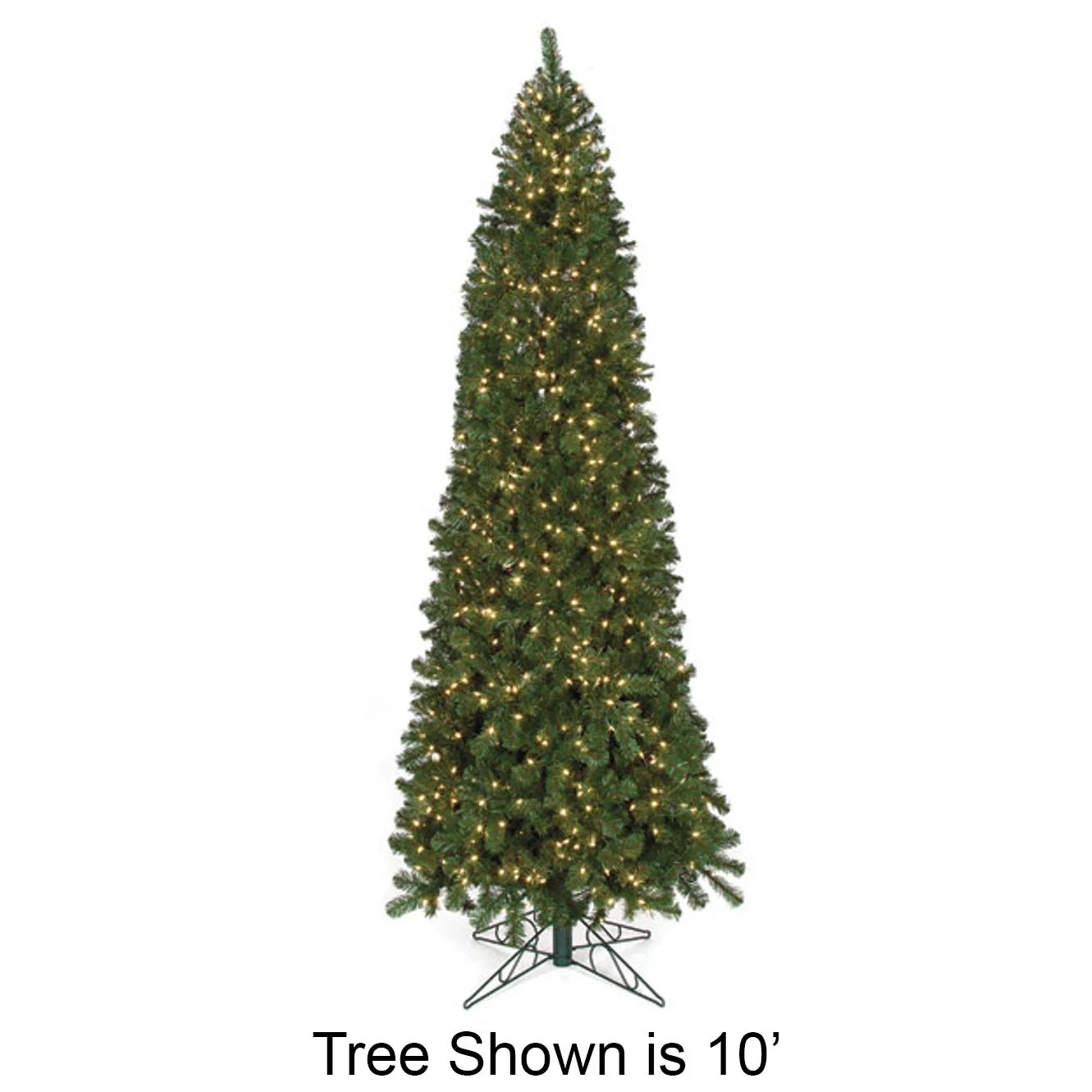 15'Hx94"W Virginia Pine Artificial Christmas Tree, LED Pre-Lit -Green