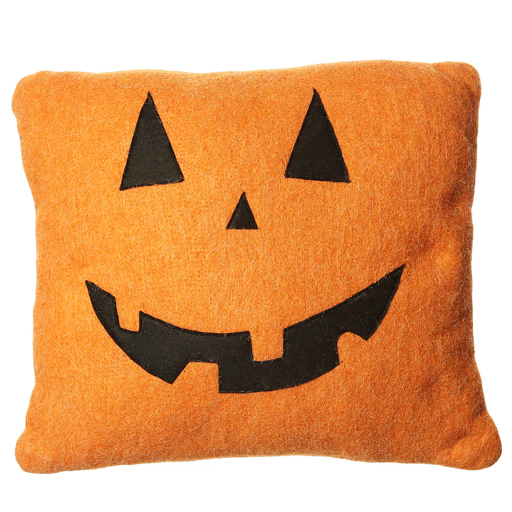 16.5" Halloween Jack-O-Lantern Pillow -Orange (Pack of 8)