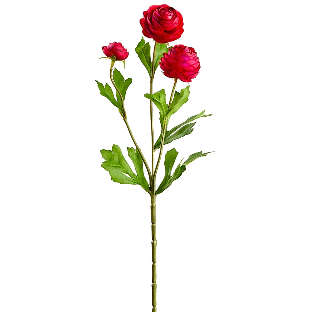 16.5" Mini Silk Ranunculus Flower Stem -Beauty (Pack of 12)