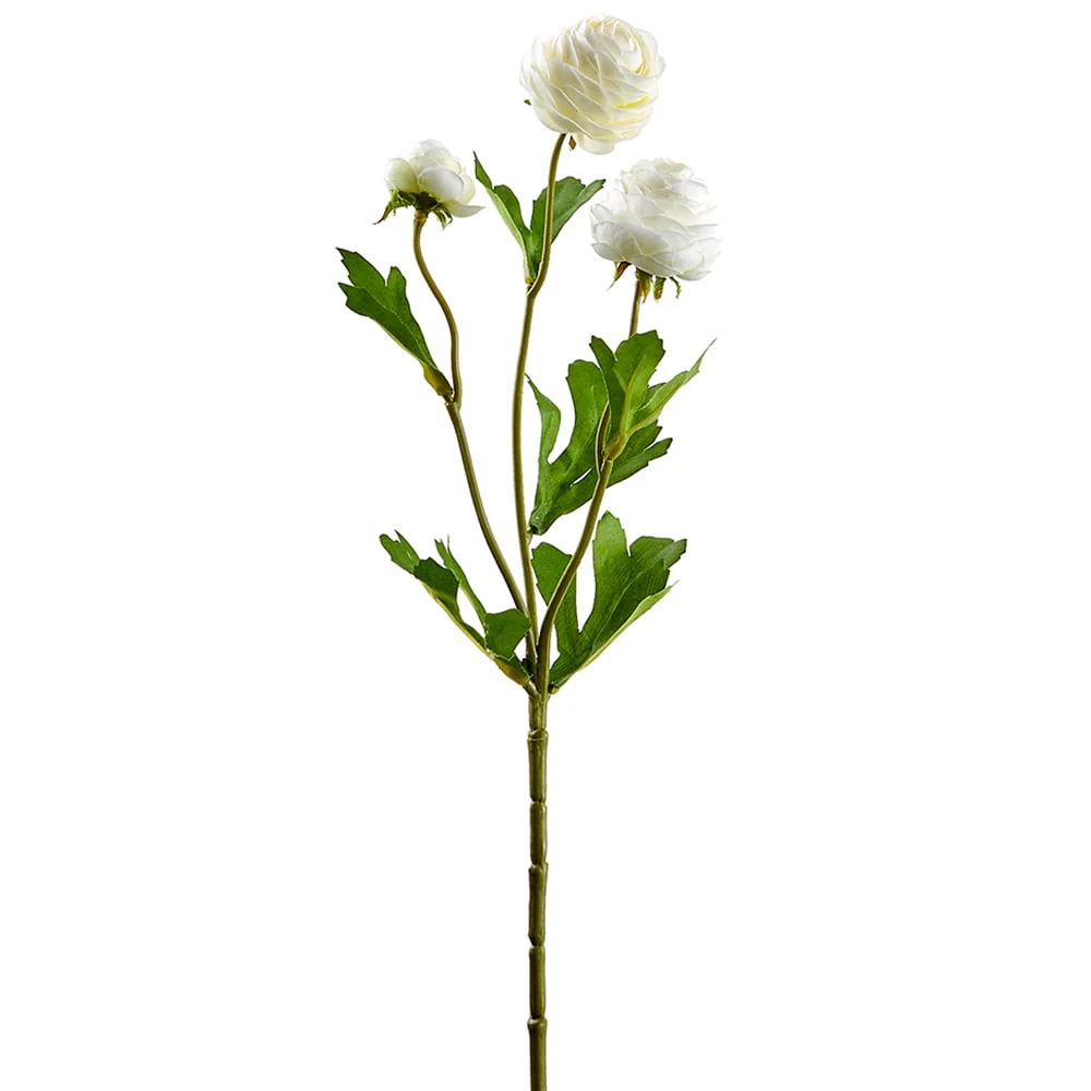 16.5" Mini Silk Ranunculus Flower Stem -Cream (Pack of 12)