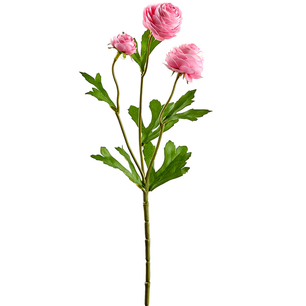 16.5" Mini Silk Ranunculus Flower Stem -Rose (Pack of 12)