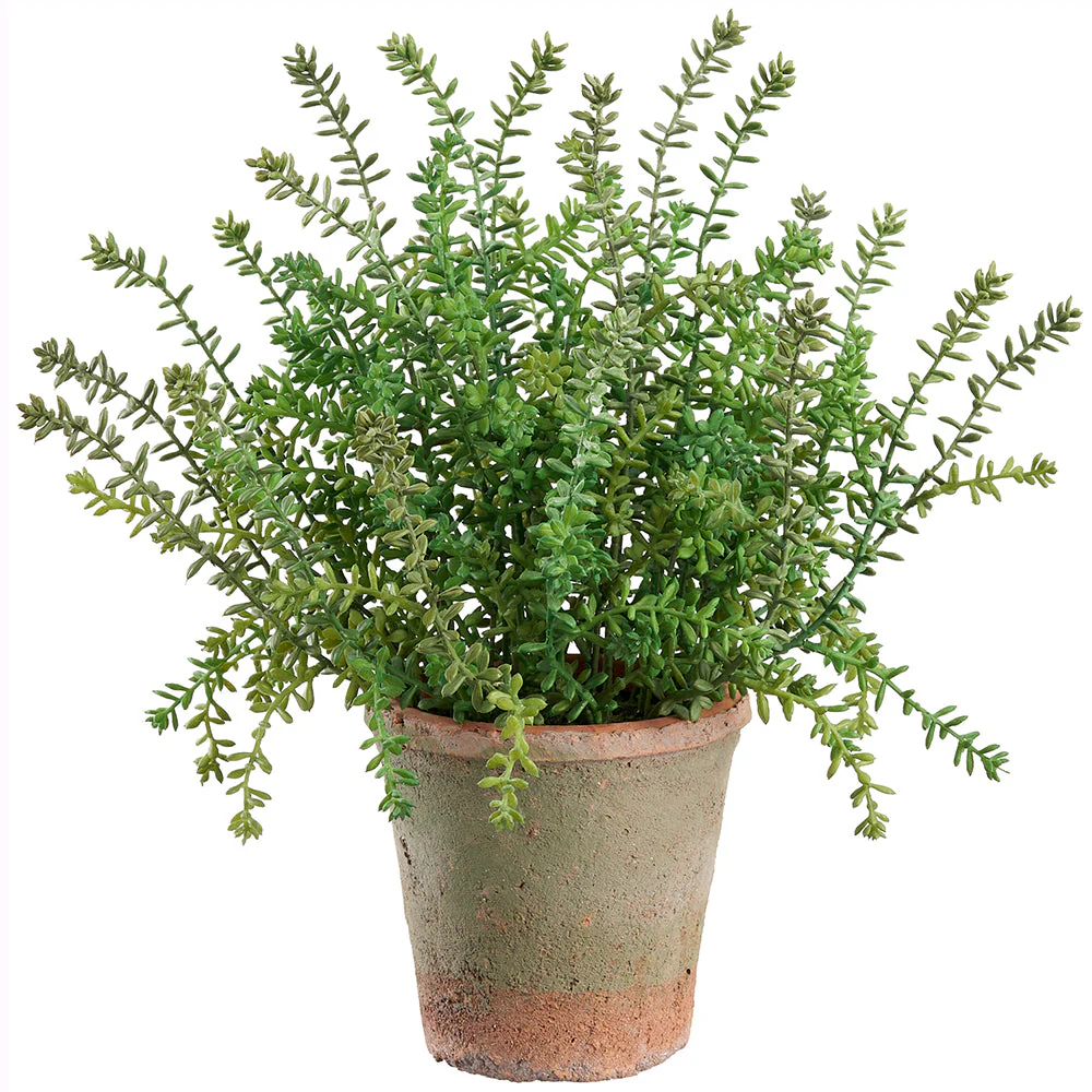 16.5" Outdoor UV-Resistant Artificial Sedum Plant w/Clay Pot -Green (Pack of 4)