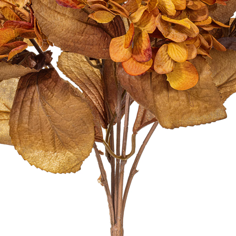 16.5" Silk Hydrangea Flower Bush -Yellow/Brown (Pack of 6) - Image 3
