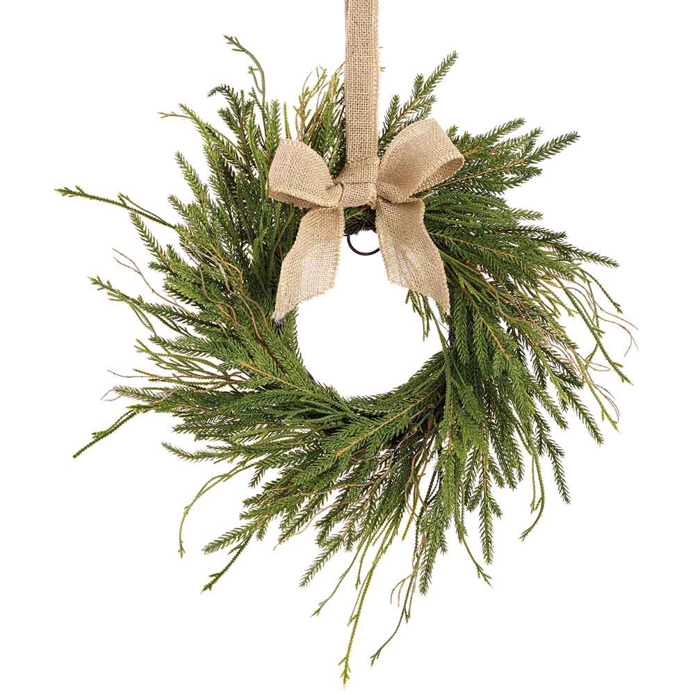 16" Artificial Pine & Club Moss Fern Wreath -Green (Pack of 4)