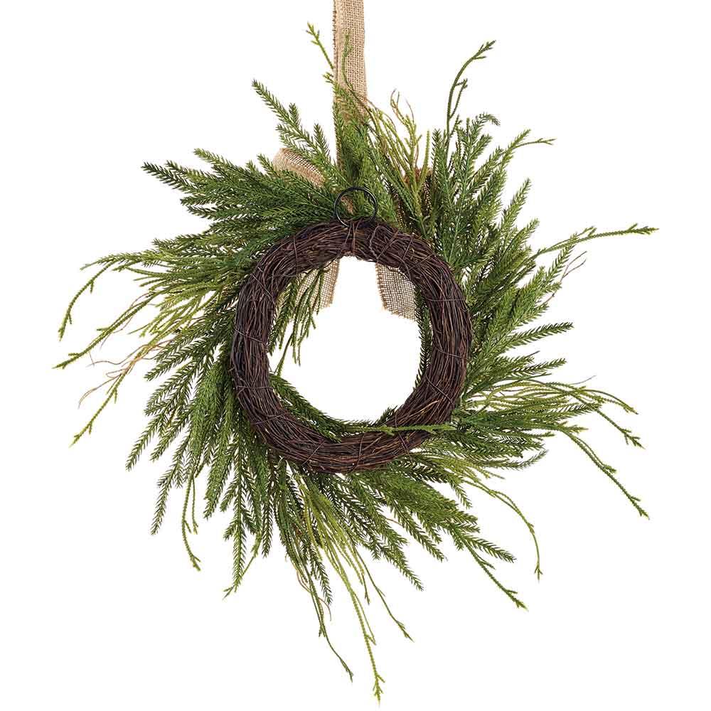 16" Artificial Pine & Club Moss Fern Wreath -Green (Pack of 4) - Image 2