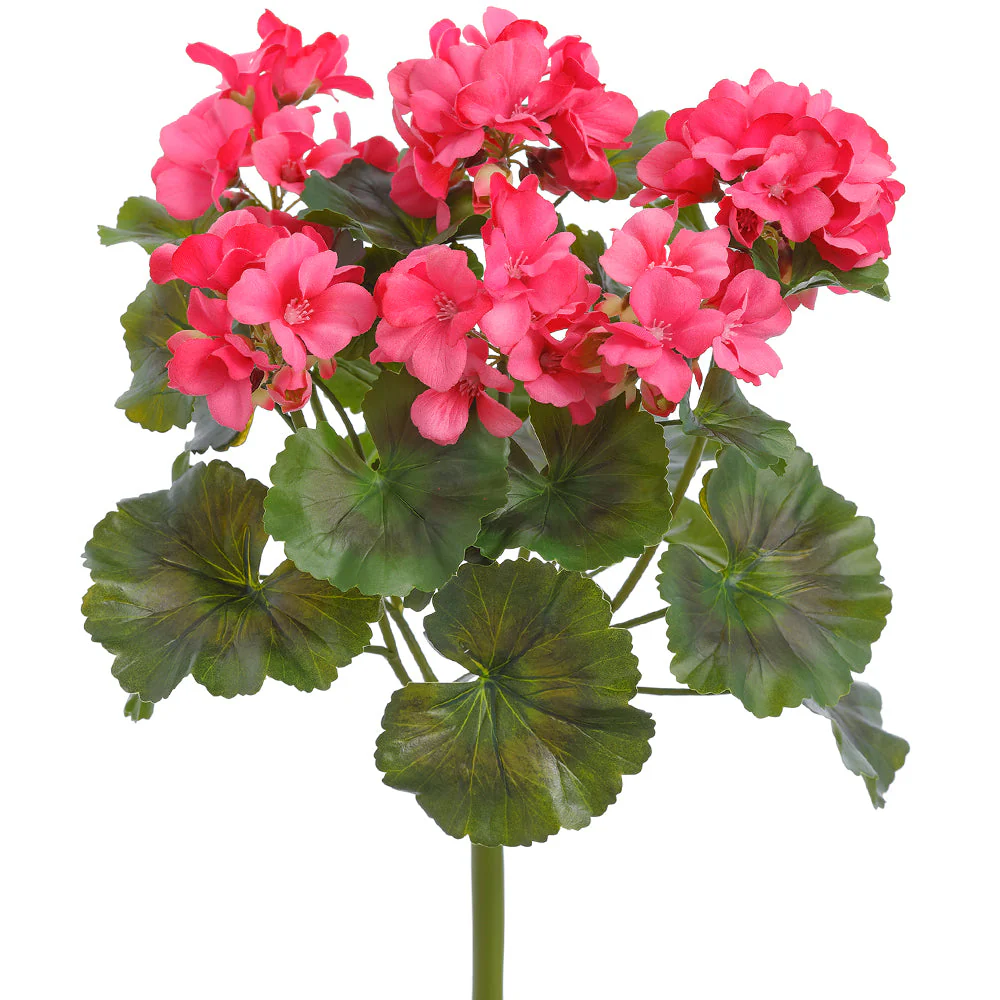 16" Geranium Silk Flower Bush -Cerise (Pack of 12)