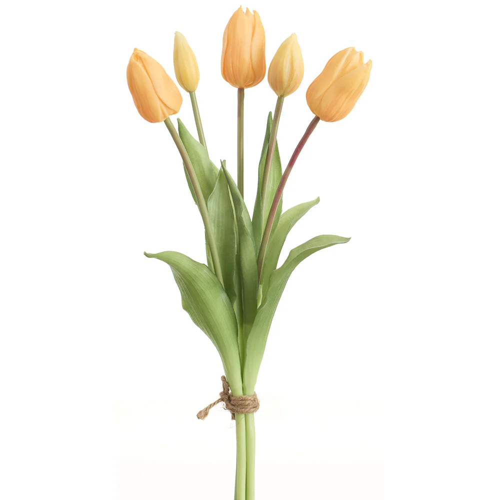 16" Real Touch Dutch Tulip Silk Flower Bouquet -Soft Yellow (Pack of 12)