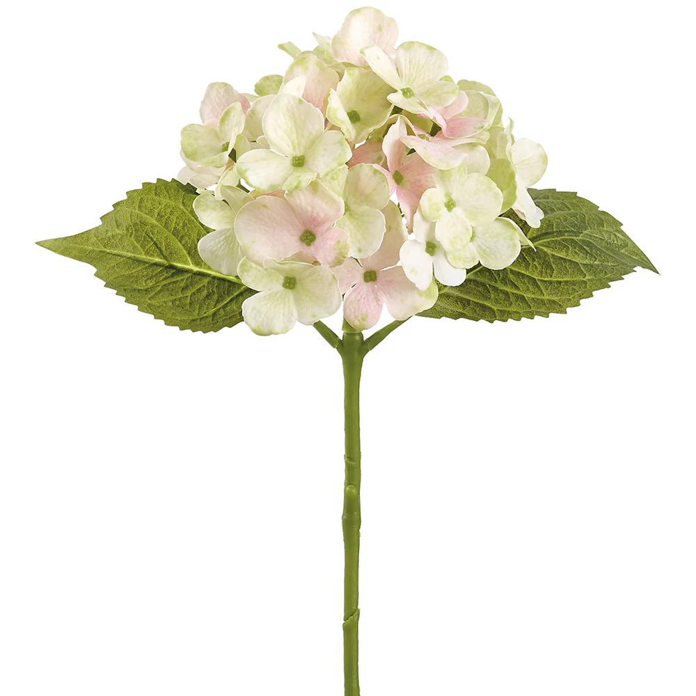 16" Real Touch Hydrangea Silk Flower Stem -Blush/Green (Pack of 12)