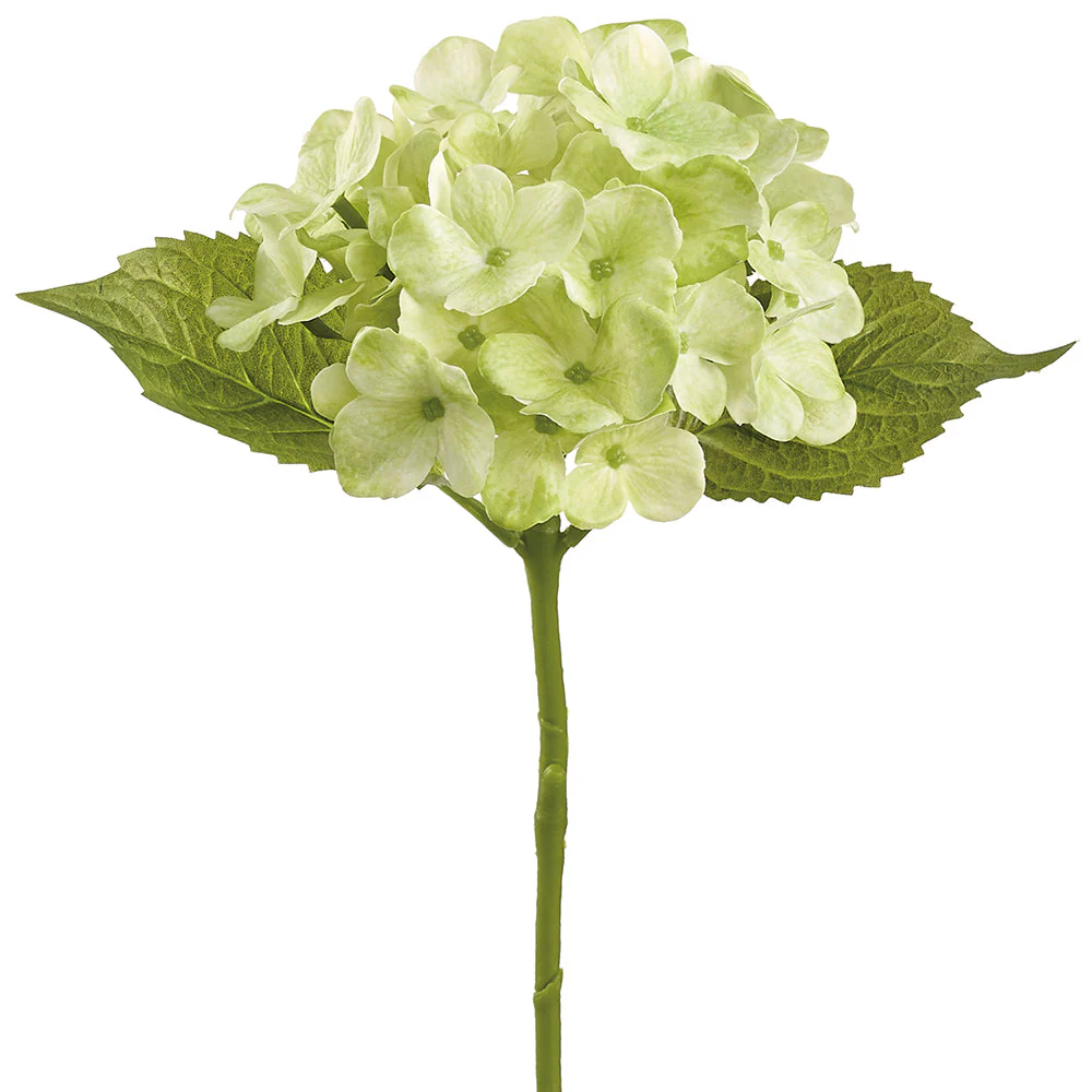 16" Real Touch Hydrangea Silk Flower Stem -Green (Pack of 12)