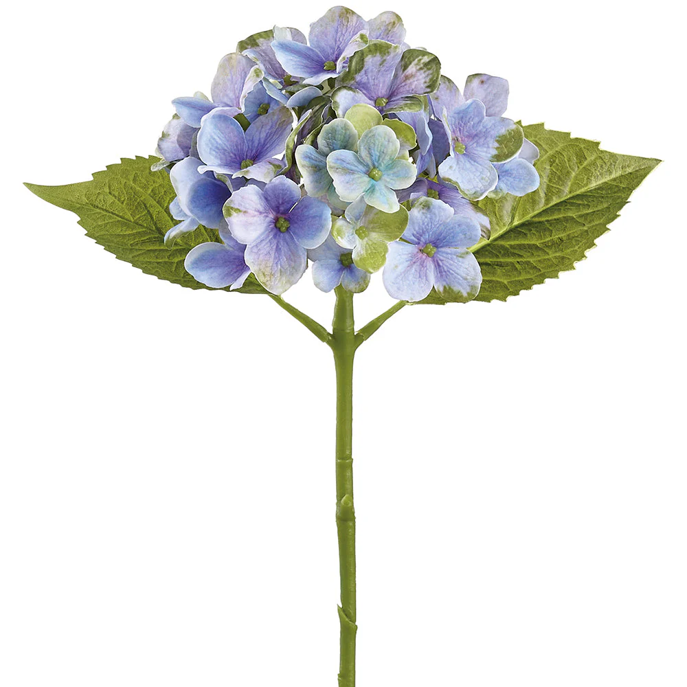 16" Real Touch Hydrangea Silk Flower Stem -Lavender/Green (Pack of 12)