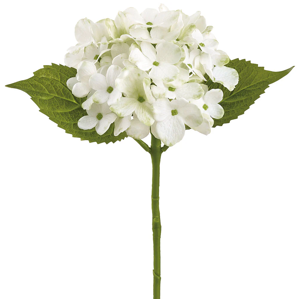 16" Real Touch Hydrangea Silk Flower Stem -White/Green (Pack of 12)