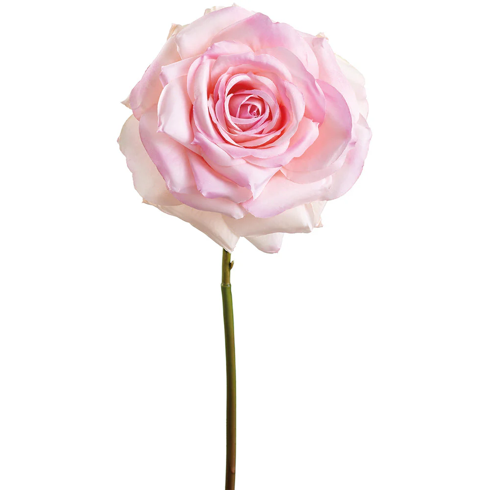 16" Rose Silk Flower Stem -Soft Pink (Pack of 12)