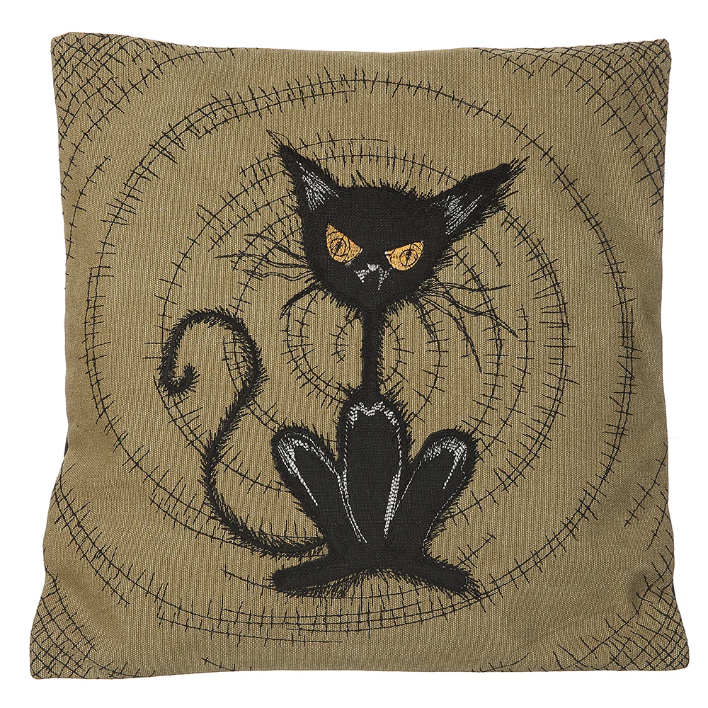 16"x16" Cat Pillow -Beige/Black (Pack of 2)