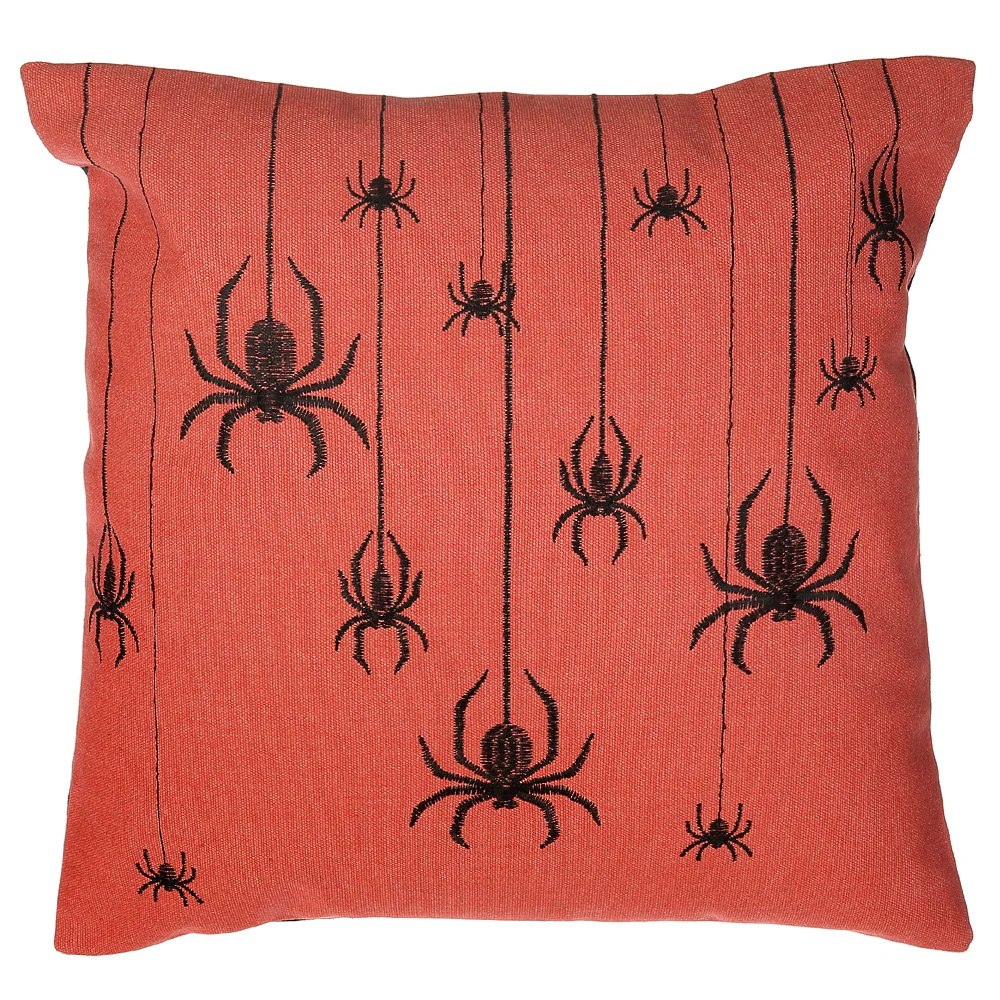 16"x16" Spider Pillow -Orange/Black (Pack of 2)