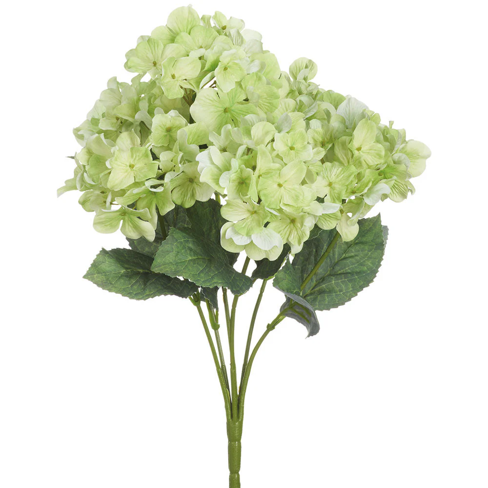 17.5" Outdoor UV-Resistant Artificial Hydrangea Flower Bush -Green (Pack of 12)