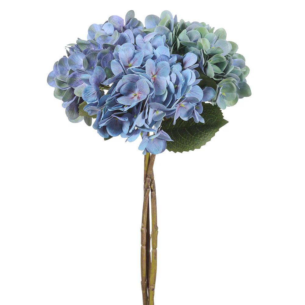 17.5" Real Touch Hydrangea Silk Flower Stem Bundle -2 Tone Blue (Pack of 12)