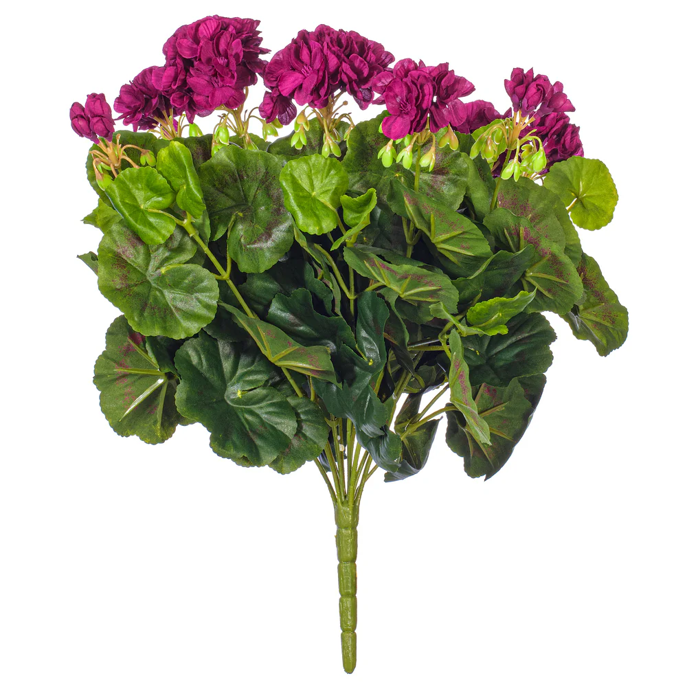 17.5" Silk Geranium Flower Bush -Purple (Pack of 4)