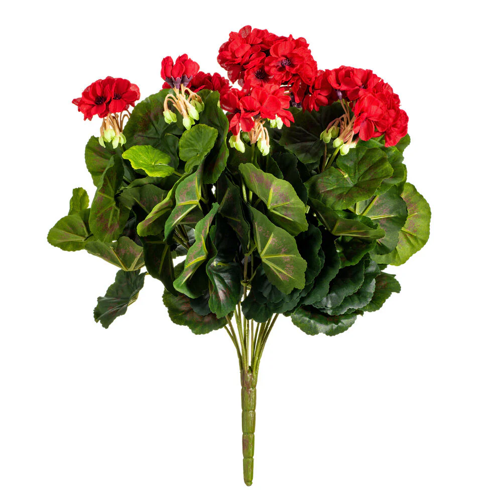 17.5" Silk Geranium Flower Bush -Red (Pack of 4)