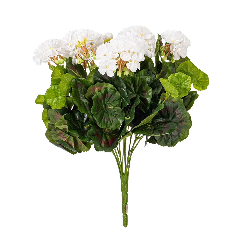 17.5" Silk Geranium Flower Bush -White (Pack of 4)