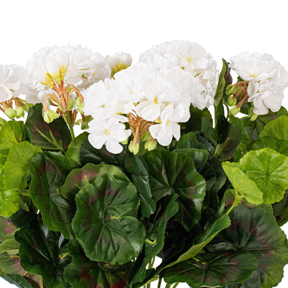 17.5" Silk Geranium Flower Bush -White (Pack of 4) - Image 3