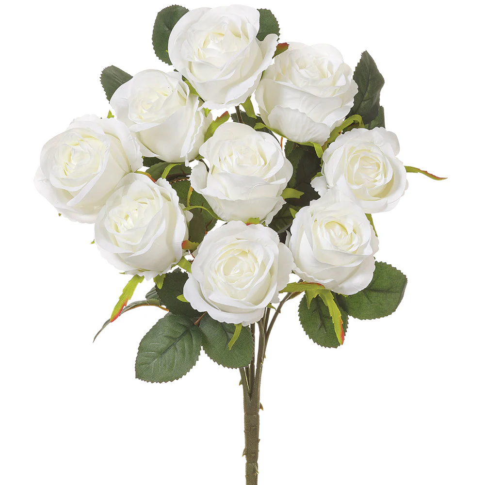 17.5" Silk Rose Flower Bush -White (Pack of 12)