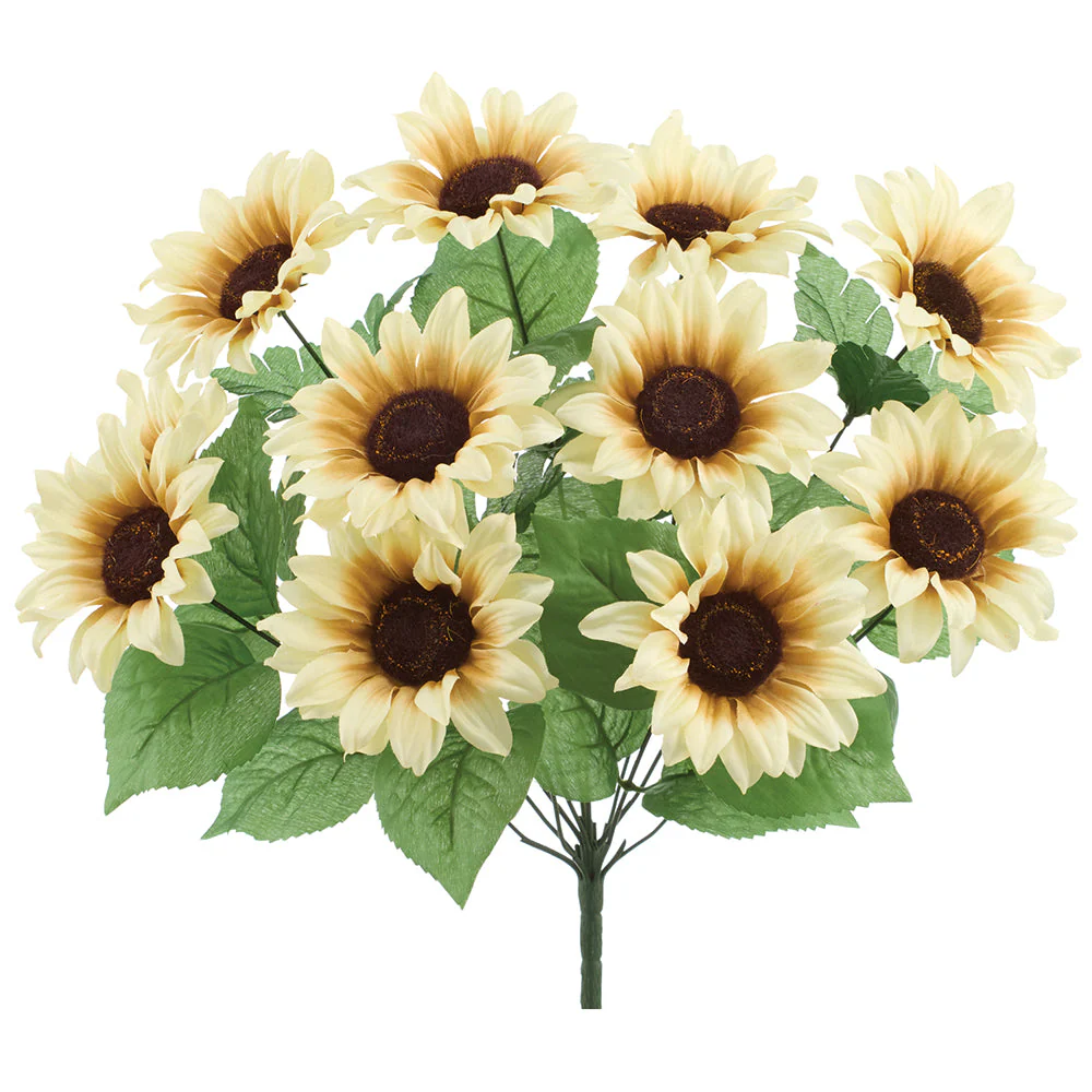 17.5" Sunflower Silk Flower Bush -Cream (Pack of 12)