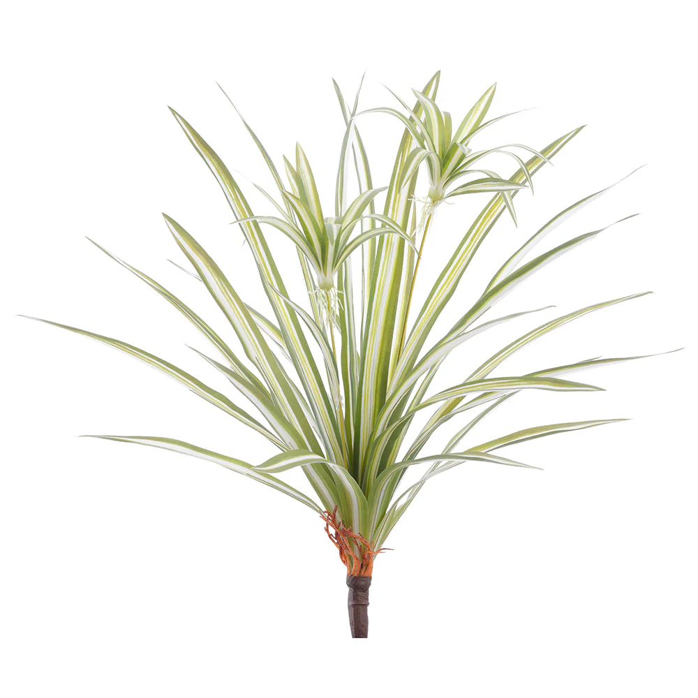17.72" Spider Leaf Artificial Plant With 2 Heads -Green/White (Pack of 24)