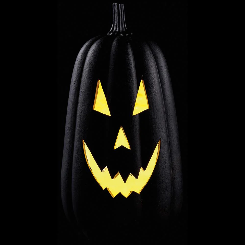17" Battery Operated Halloween Jack-O-Lantern Pumpkin -Black (Pack of 2) - Image 2