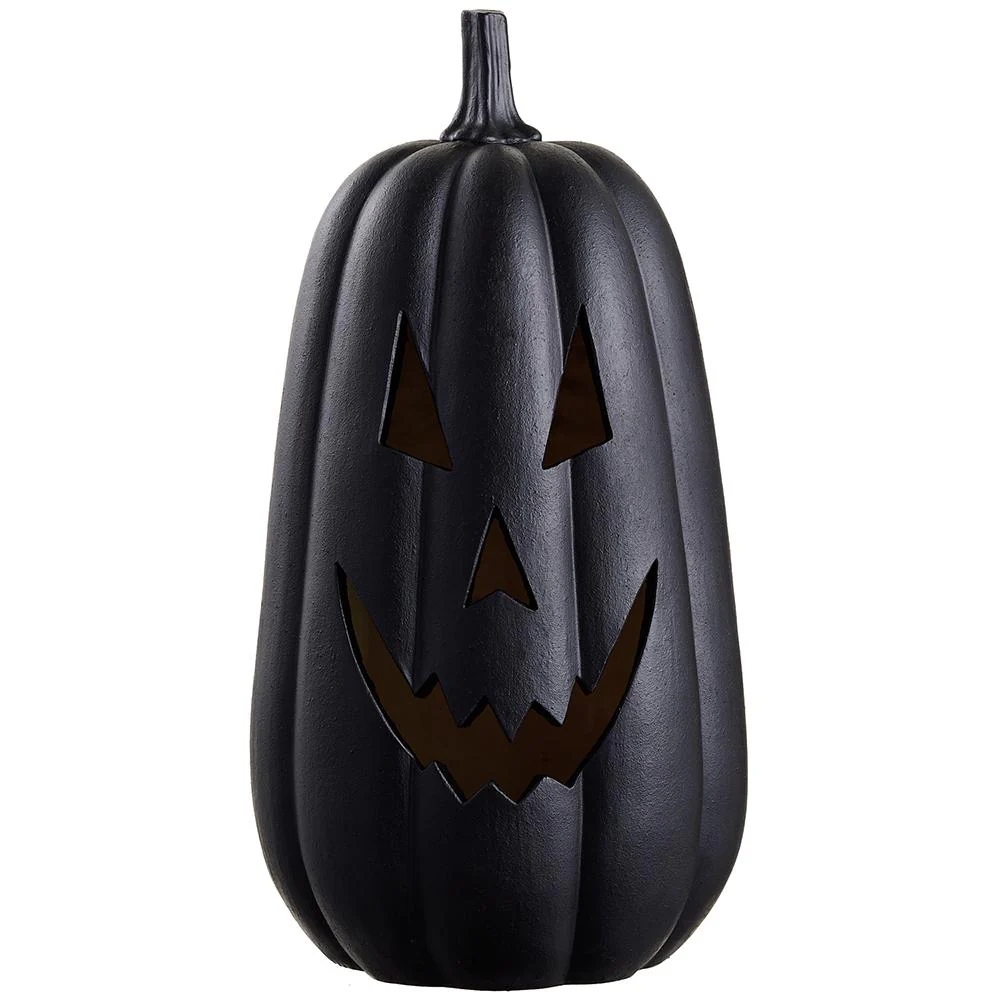 17" Battery Operated Halloween Jack-O-Lantern Pumpkin -Black (Pack of 2) - Image 3