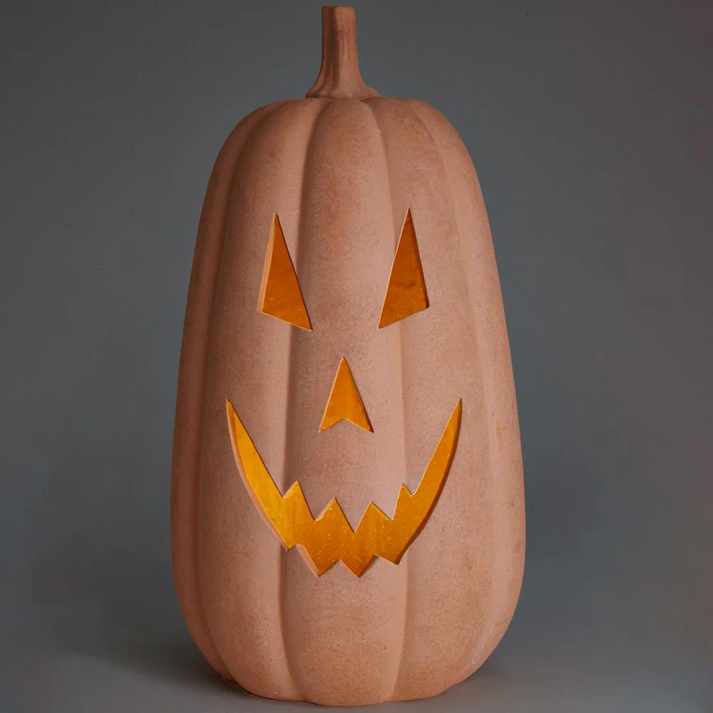 17" Battery Operated Halloween Jack-O-Lantern Pumpkin -Terracotta (Pack of 2) - Image 2