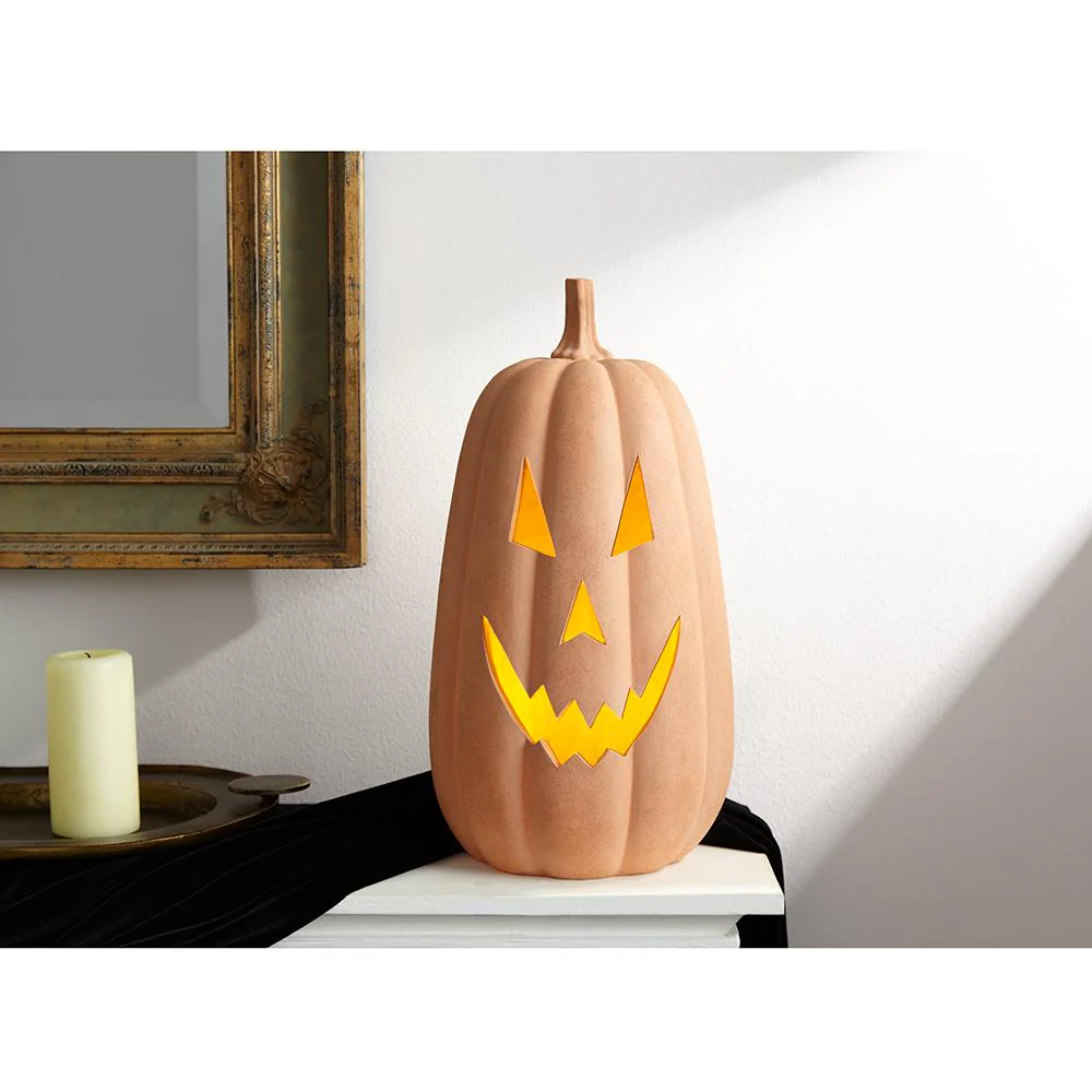 17" Battery Operated Halloween Jack-O-Lantern Pumpkin -Terracotta (Pack of 2) - Image 4