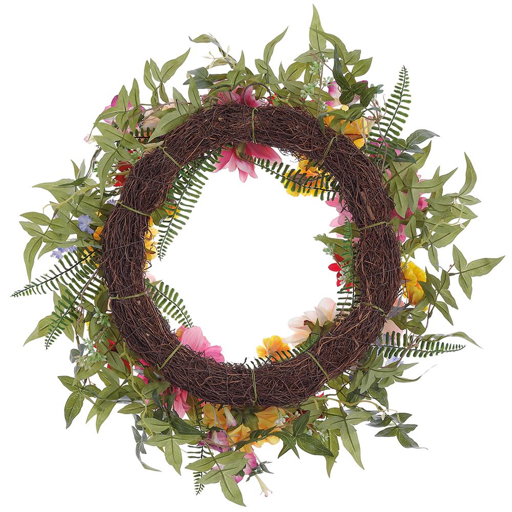 17" Dahlia & Ranunculus Silk Flower Wreath -Mixed Colors (Pack of 2) - Image 2