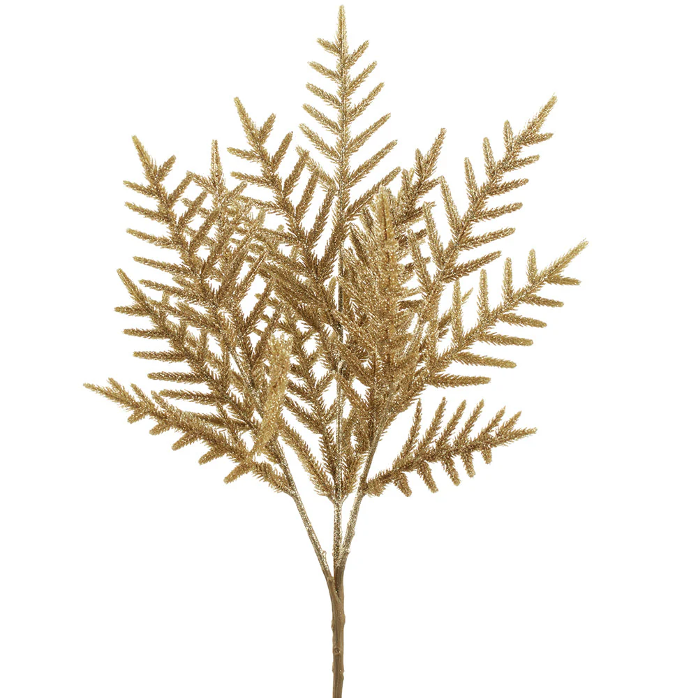 17" Glittered Artificial Pine Plant -Gold (Pack of 12)