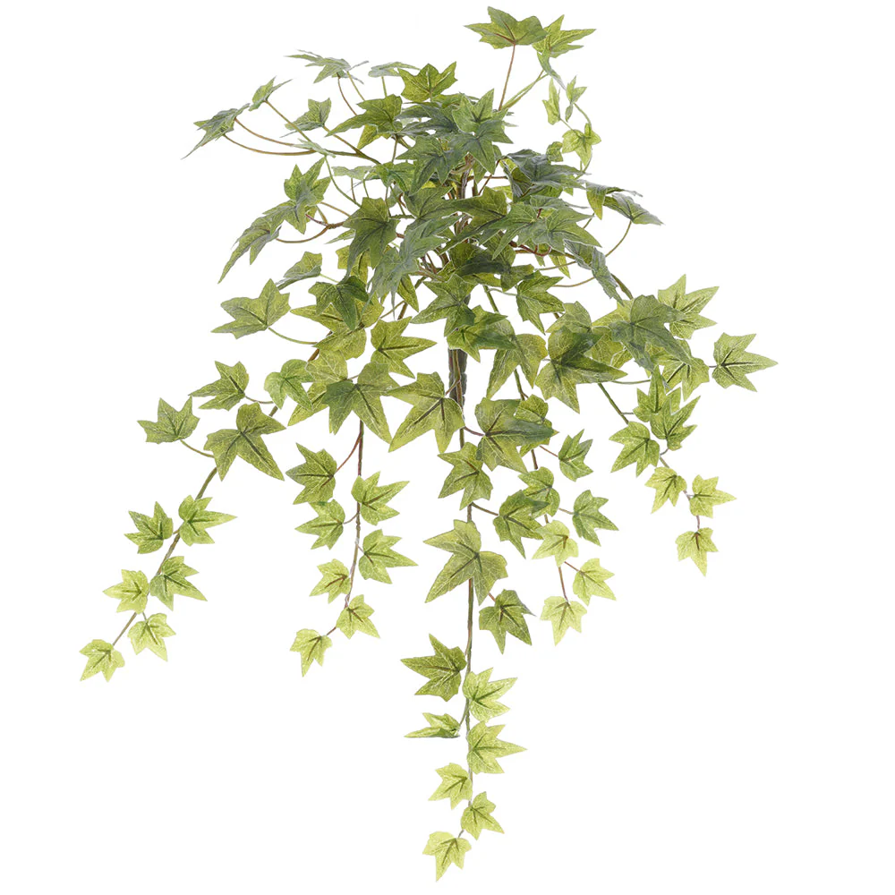 17" One-Piece Construction Mini Hedera Ivy Leaf Silk Hanging Plant -Green (Pack of 12)