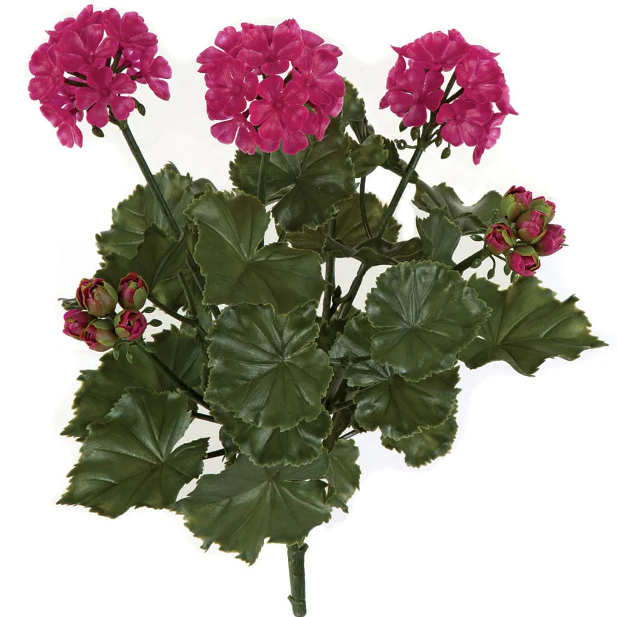 17" Outdoor UV-Proof Artificial Geranium Flower Bush -Beauty (Pack of 6)