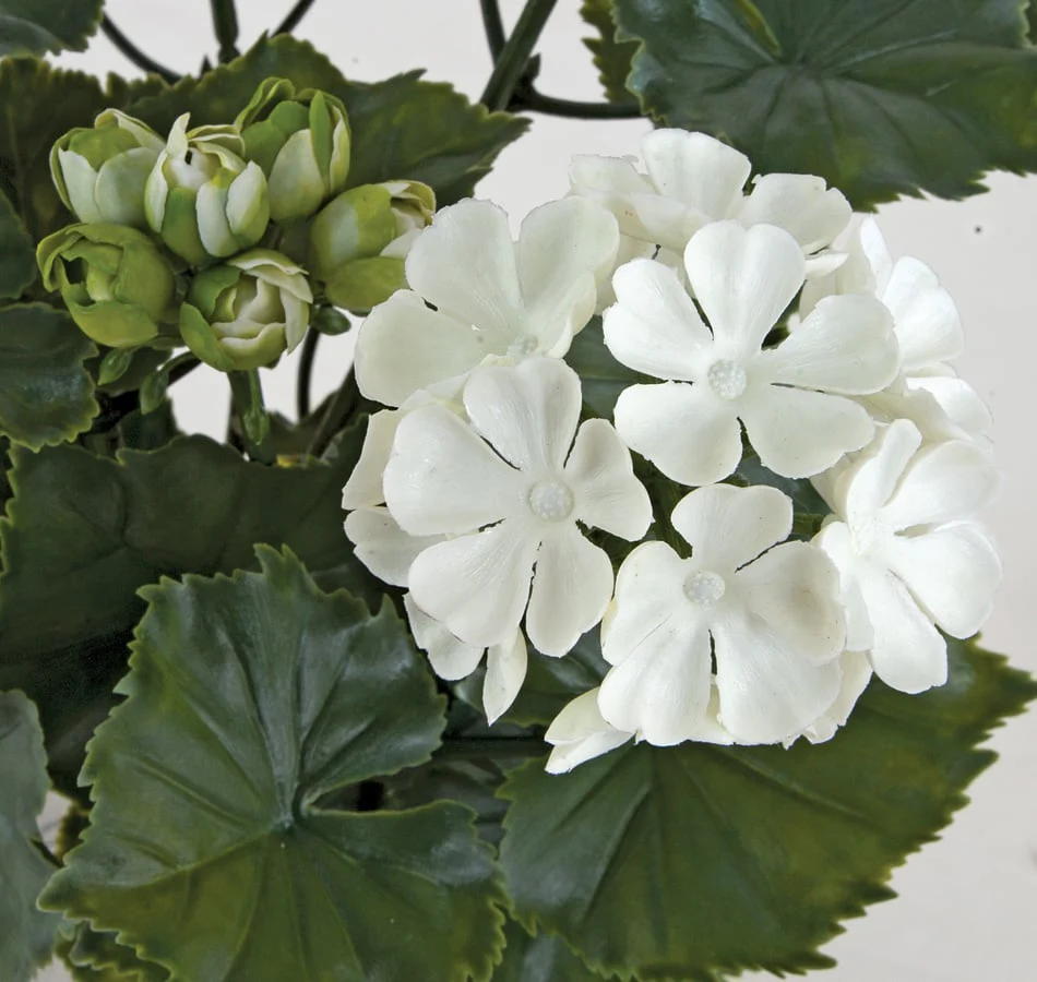 17" Outdoor UV-Proof Artificial Geranium Flower Bush -White (Pack of 6) - Image 2