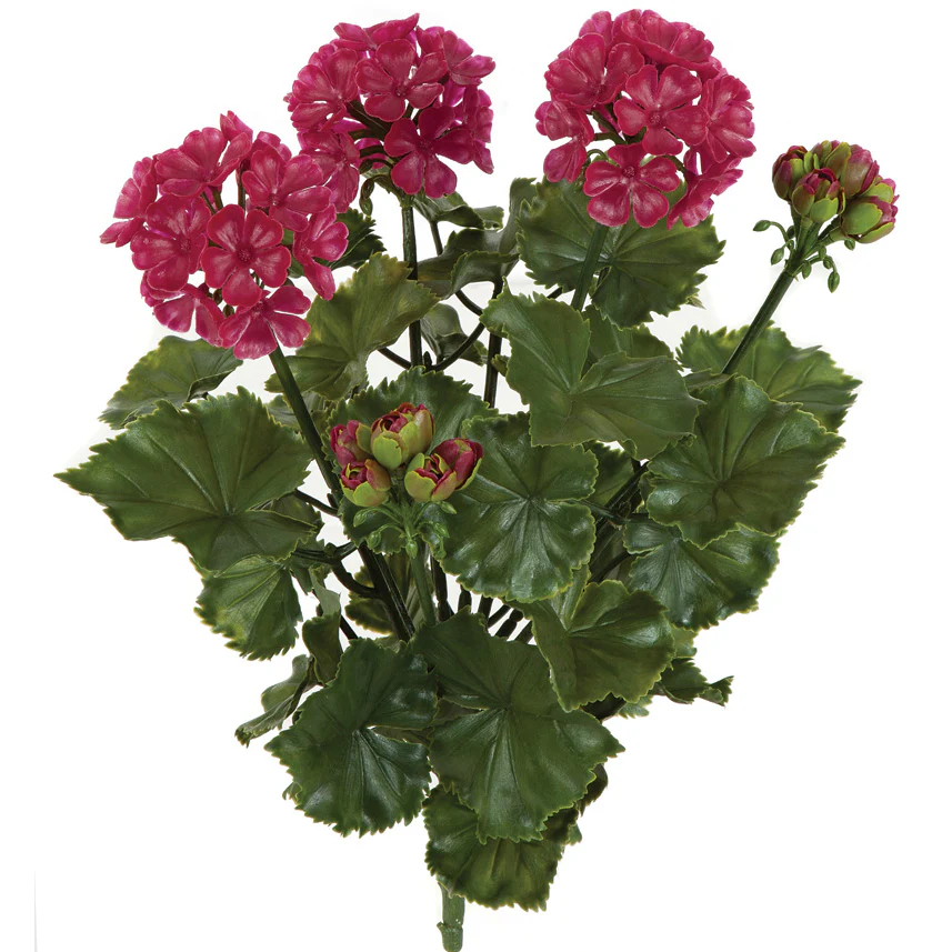 17" Outdoor UV-Proof Artificial Geranium Flower Bush -Wine/Red (Pack of 6)