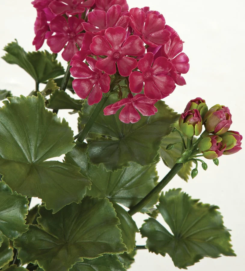 17" Outdoor UV-Proof Artificial Geranium Flower Bush -Wine/Red (Pack of 6) - Image 2