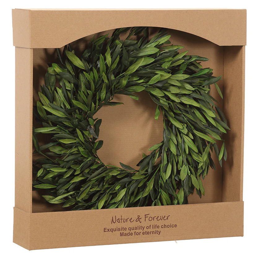 17" Preserved Eucalyptus Leaf Wreath -Green