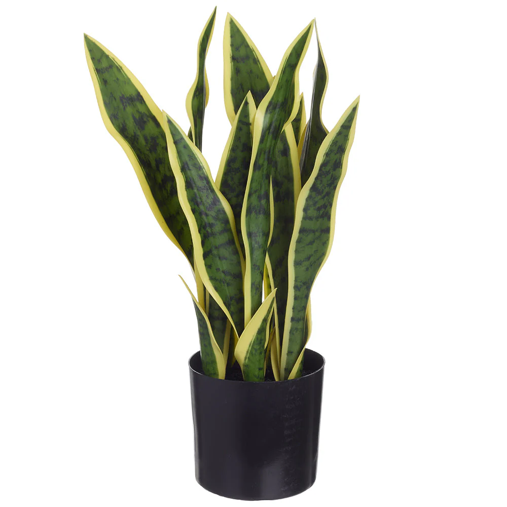 17" Sansevieria Snake Artificial Plant w/Pot -Green/Cream (Pack of 6)