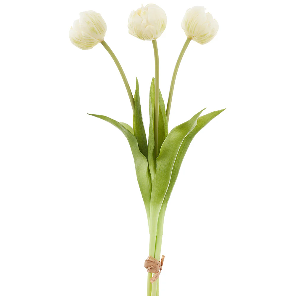 17" Tulip Silk Flower Stem Bundle -White (Pack of 16)