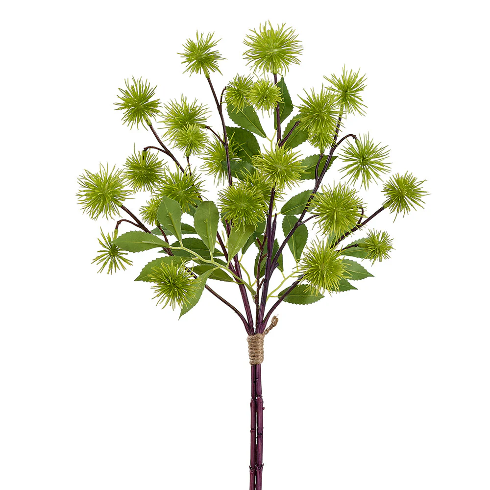 18.5" Globe Thistle Silk Flower Stem Bundle -Green (Pack of 12)
