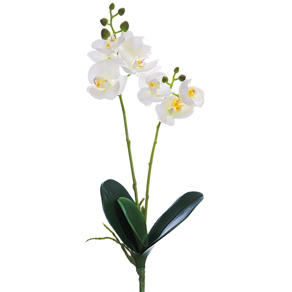 18.5" Hand-Wrapped Phalaenopsis Orchid Plant Silk Flower Stem -White (Pack of 12)