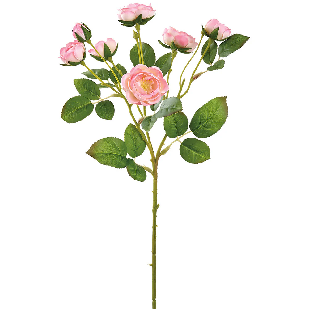 18.5" Mini Rose Silk Flower Stem -Pink (Pack of 24)