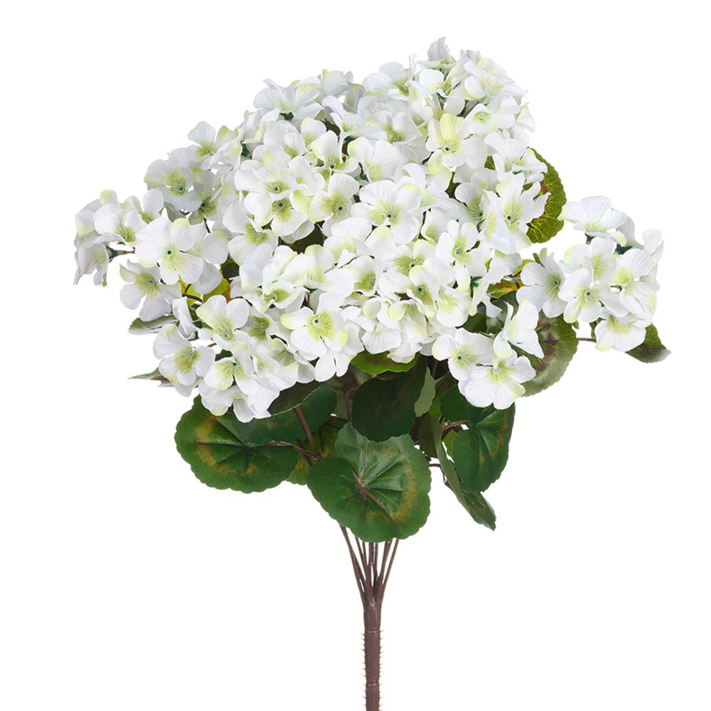 18.5" Outdoor UV-Resistant Artificial Geranium Flower Bush -Cream (Pack of 12)