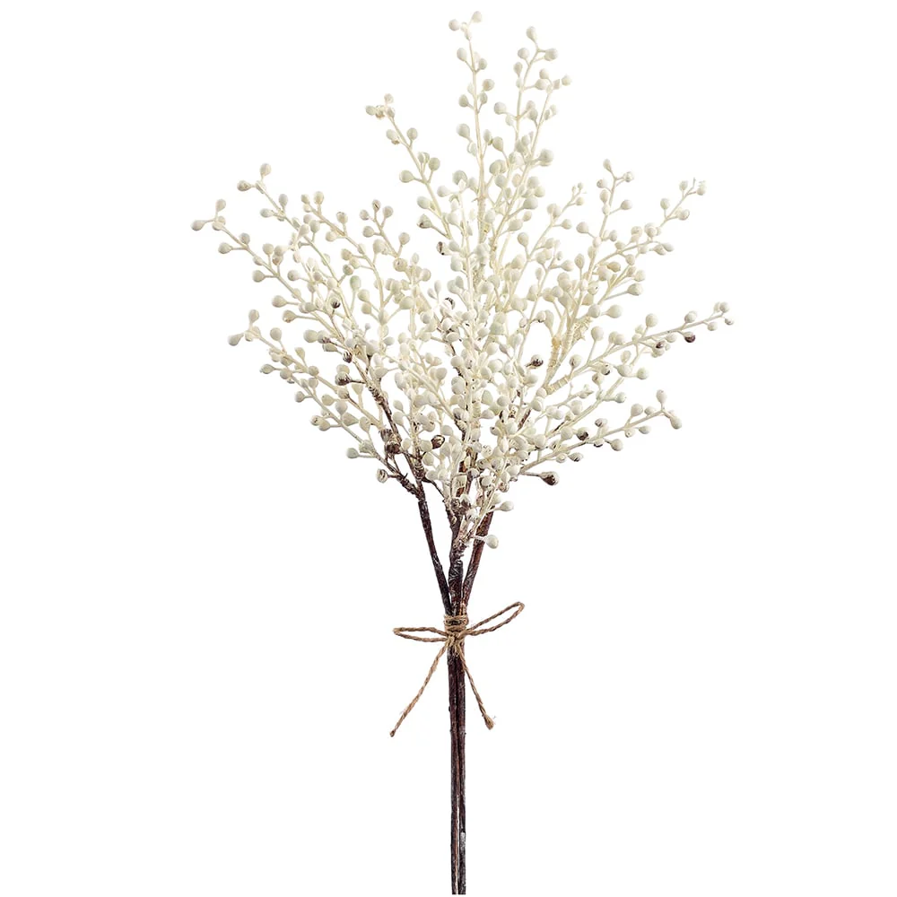18" Artificial Mini Berry Stem Bundle -Cream (Pack of 12)