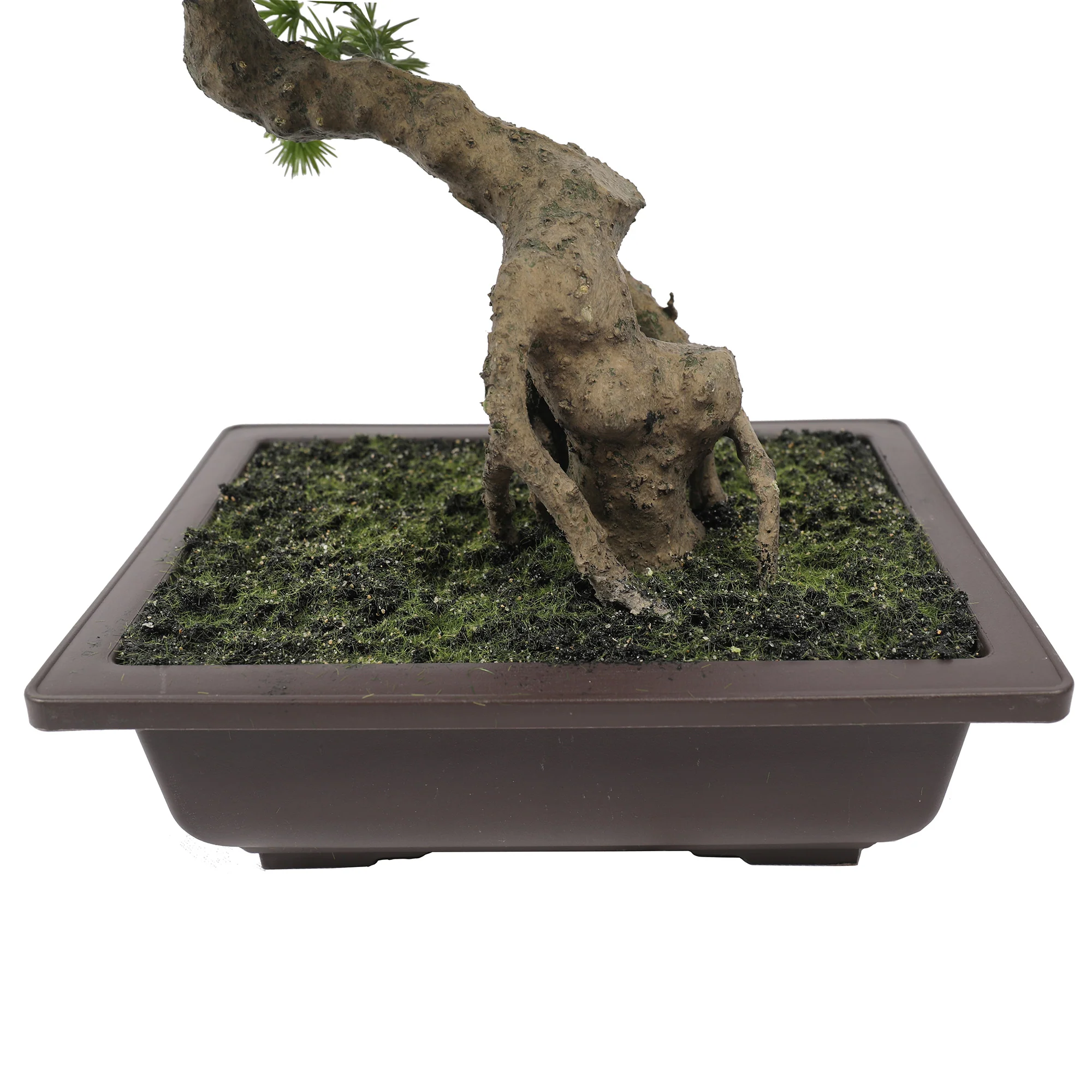 18" Artificial Pine Bonsai Tree w/Pot -Green - Image 3